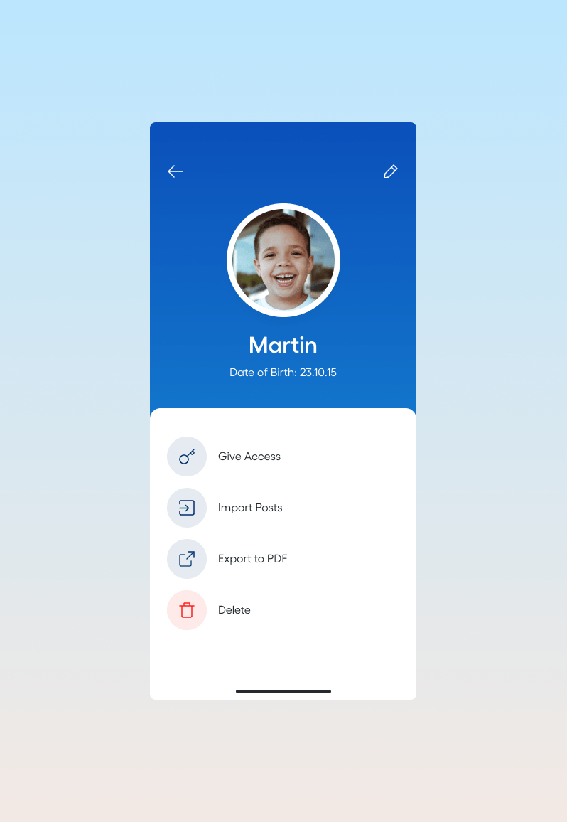 App screenshot: user info