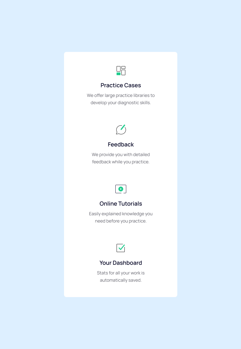 Medical education app features