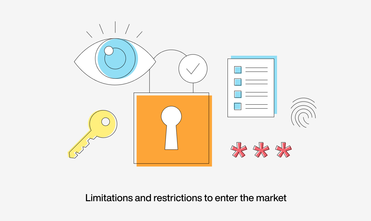 Consider limitations and restrictions to enter the market